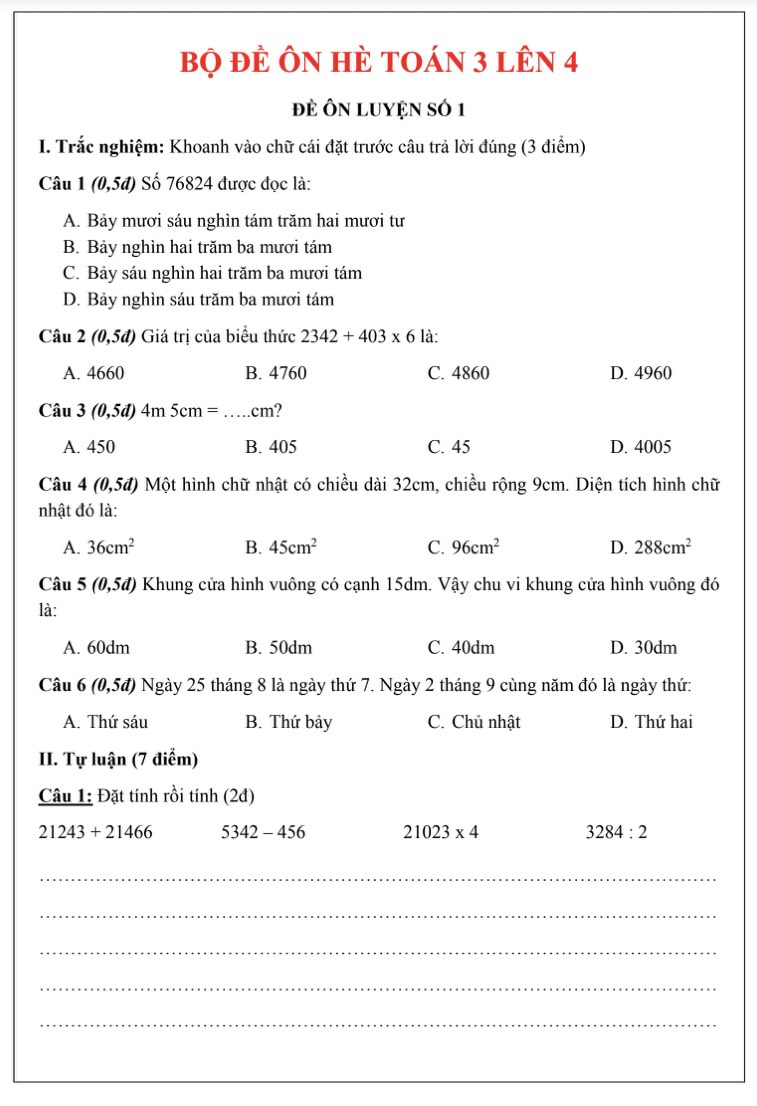 Các Bài Toán Ôn Tập Lớp 3: Giúp Bé Nâng Cao Kỹ Năng Tư Duy