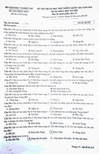 Đề thi THPT Quốc Gia m&ocirc;n Địa L&iacute; năm 2019