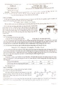 Đề thi chọn HSG môn Hóa Học lớp 12 - Bảng A tỉnh Nghệ An năm 2023