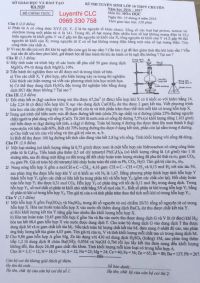 Đề thi tuyển sinh vào lớp 10 THPT CHUYÊN môn Hóa Học tại Hà Nội năm 2016