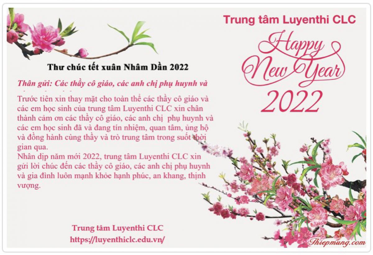 THƯ CHÚC TẾT - XUÂN NHÂM DẦN 2022