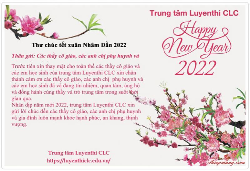 THƯ CH&Uacute;C TẾT - XU&Acirc;N NH&Acirc;M DẦN 2022