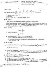 Đề thi thử vào lớp 10 môn Toán Trường THCS Nghĩa Tân năm 2020