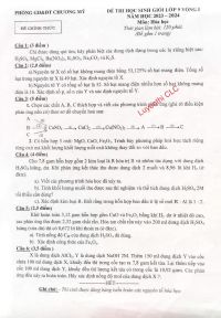 Đề thi HSG môn Hóa Học lớp 9 - Vòng 1 huyện Chương Mỹ, Hà Nội năm 2023