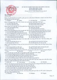 Đề thi tốt nghiệp THPT môn Lịch Sử năm 2022 (Đề minh họa)