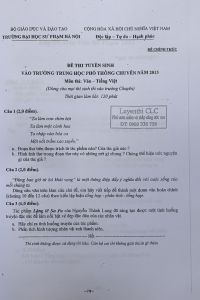 Đề thi tuyển sinh vào lớp 10 THPT CHUYÊN và đáp án môn Ngữ Văn Trường Đại học Sư phạm Hà Nội năm 2013