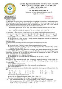 Đề thi HSG các Trường THPT CHUYÊN Khu vực Duyên hải và Đồng bằng Bắc Bộ lần thứ X môn Hóa Học lớp 10 năm 2017