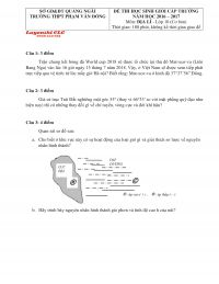 Đề thi chọn HSG m&ocirc;n Địa L&iacute; lớp 10 Trường THPT Phạm Văn Đồng, tỉnh Quảng Ng&atilde;i năm 2017