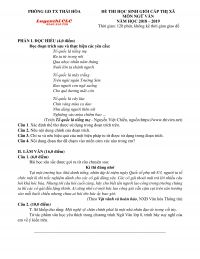 Đề thi HSG m&ocirc;n Ngữ Văn thị x&atilde; Th&aacute;i H&ograve;a tỉnh Ngh&ecirc; An năm 2019