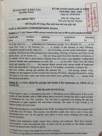 Đề thi tuyển sinh vào lớp 10 THPT môn Tiếng Anh tỉnh Quảng Ngãi năm 2018