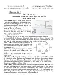 Đề thi tuyển sinh vào lớp 10 môn Vật Lý Trường THPT Chuyên Đại học Quốc Gia Hà Nội năm 2022