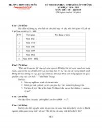 Đề thi chọn HSG v&agrave; đ&aacute;p &aacute;n m&ocirc;n Lịch Sử lớp 10 Trường  THPT Thọ Xuy&ecirc;n tỉnh Thanh H&oacute;a năm 2015