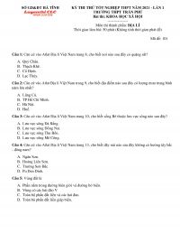 Đề thi thử tốt nghiệp THPT môn Địa Lý - lần 1 Trường THPT Trần Phú tỉnh Hà Tĩnh năm 2021