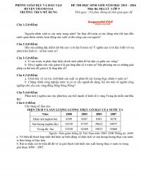 Đề thi chọn HSG m&ocirc;n Địa L&yacute; lớp 9 Trường THCS Mỹ Hưng, huyện Thanh Oai, H&agrave; Nội năm 2015
