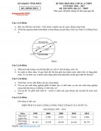 Đề thi chọn HSG môn Địa Lí lớp 10, 11 THPT tỉnh Vĩnh Phúc năm 2017
