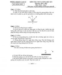 Đề kiểm tra chất lượng học k&igrave; I v&agrave; đ&aacute;p &aacute;n m&ocirc;n Vật l&yacute; 7 huyện Cam Lộ, Quảng Trị năm 2014
