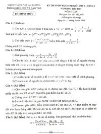 Đề thi chọn HSG và đáp án môn Toán lớp 9 - Vòng 2 tại Hải Dương năm 2023
