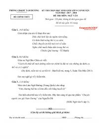 Đề thi chọn HSG lớp 9 cấp huyện m&ocirc;n Ngữ Văn huyện Tam Dương, tỉnh Vĩnh Ph&uacute;c năm 2017