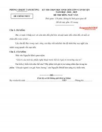 Đề thi chọn HSG lớp 9 cấp huyện m&ocirc;n Ngữ Văn huyện Tam Dương, tỉnh Vĩnh Ph&uacute;c năm 2018