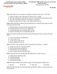 Đề thi thử THPT Quốc Gia m&ocirc;n Lịch Sử lần 1 Trường THPT Nguyễn Trung Ki&ecirc;n tỉnh H&agrave; Tĩnh năm 2021