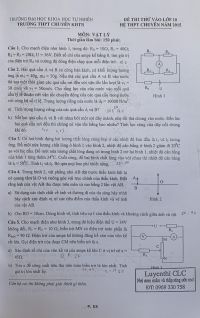 Đề thi thử vào lớp 10 hệ THPT CHUYÊN môn Vật Lí Trường THPT CHUYÊN KHTN năm 2015