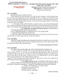 Đề kiểm tra học k&igrave; II m&ocirc;n Ngữ Văn lớp 9 TP. Hồ Ch&iacute; Minh năm 2019