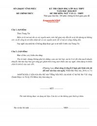 Đề thi chọn HSG m&ocirc;n Ngữ Văn lớp 11 THPT tỉnh Vĩnh Ph&uacute;c năm 2018