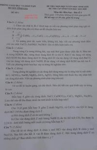 Đề thi chọn đội tuyển HSG dự thi cấp tỉnh môn Hóa Học huyện Tĩnh Gia, tỉnh Thanh Hóa năm 2019