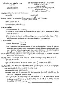 Đề thi tuyển sinh vào lớp 10 THPT môn Toán tỉnh Lào Cai năm 2022