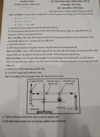 Đề thi chọn HSG môn Hóa Học lớp 10 Trường THPT Quang Trung, Đống Đa, Hà Nội năm 2022