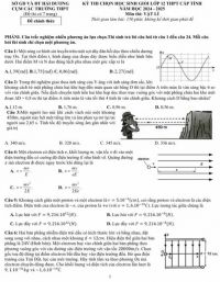 Đề thi chọn HSG lớp 12 THPT cấp tỉnh môn Vật lý năm 2024-2025 tỉnh Hải Dương