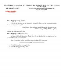 Đề thi chọn HSG Quốc Gia THPT m&ocirc;n Ngữ Văn năm 2019