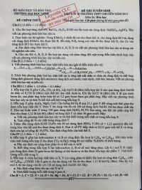 Đề thi tuyển sinh v&agrave;o lớp 10 Trường THPT CHUY&Ecirc;N v&agrave; đ&aacute;p &aacute;n m&ocirc;n H&oacute;a Học tại Vinh năm 2015