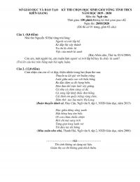 Đề thi chọn HSG m&ocirc;n Ngữ Văn lớp 9 tỉnh Ki&ecirc;n Giang năm 2019