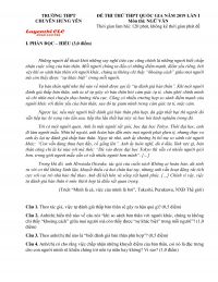 Đề thi THPT Quốc Gia môn Ngữ Văn lần thứ nhất Trường THPT CHUYÊN tỉnh Hưng Yên năm 2019