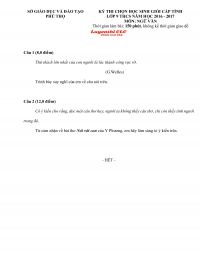 Đề thi chọn HSG cấp tỉnh lớp 9 THCS m&ocirc;n Ngữ Văn tỉnh Ph&uacute; Thọ năm 2016