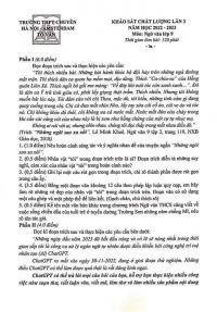 Đề KSCL môn Ngữ Văn lớp 9 lần 3  Trường THPT CHUYÊN Hà Nội - Amsterdam năm 2023