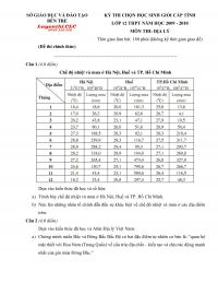 Đề thi chọn HSG m&ocirc;n Địa L&iacute; lớp 12 THPT tỉnh Bến Tre năm 2010