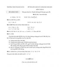 Đề thi giữa học k&igrave; I m&ocirc;n To&aacute;n lớp 8 Trường THCS Thanh Xu&acirc;n năm 2018