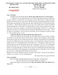 Đề thi chọn HSG cấp tỉnh lớp 10 THPT m&ocirc;n Ngữ Văn tỉnh Th&aacute;i Nguy&ecirc;n năm 2011