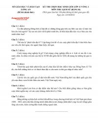 Đề thi HSG môn Lịch Sử lớp 12 - Bảng B tỉnh Long An năm 2012