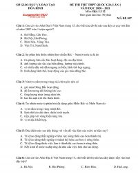 Đề thi thử THPT Quốc Gia m&ocirc;n Địa L&iacute; tỉnh H&ograve;a B&igrave;nh năm 2020