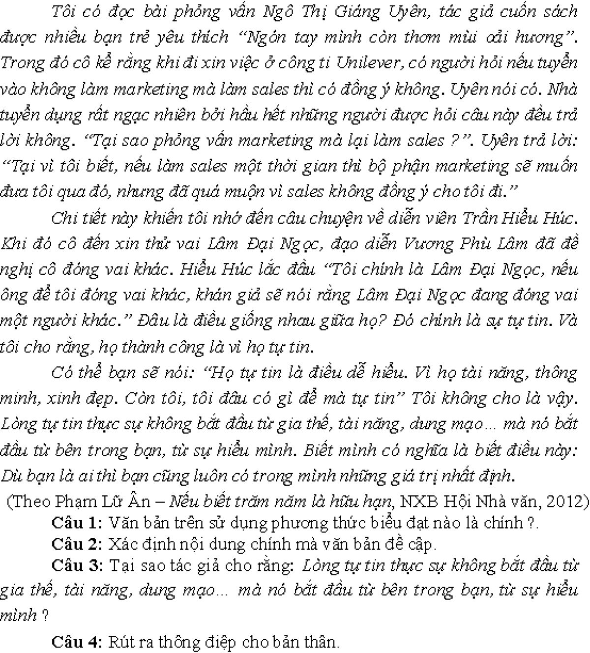 Đề thi học k&igrave; I m&ocirc;n Ngữ Văn lớp 12 Trường THPT Cảm Nh&acirc;n tỉnh Y&ecirc;n B&aacute;i năm 2017