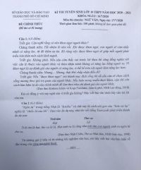 Đề thi tuyển sinh v&agrave;o lớp 10 THPT CHUY&Ecirc;N m&ocirc;n Ngữ Văn Th&agrave;nh phố Hồ Ch&iacute; Minh năm 2020