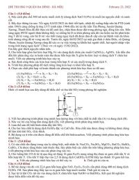 Đề thi HSG môn Hóa Học lớp 9 quận Ba Đình, Hà Nội năm 2022