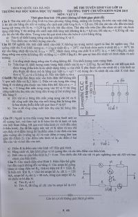 Đề thi tuyển sinh vào lớp 10 môn Vật Lí Trường THPT CHUYÊN KHTN năm 2015