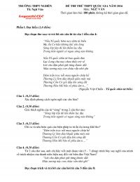 Đề thi thử THPT m&ocirc;n Ngữ Văn tỉnh H&agrave; Tĩnh năm 2016