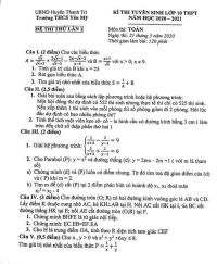 Đề thi tuyển sinh v&agrave;o lớp 10 THPT m&ocirc;n To&aacute;n Trường THCS Y&ecirc;n Mỹ, huyện Thanh Tr&igrave;, H&agrave; Nội năm 2020