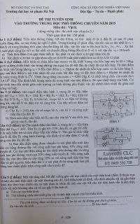 Đề thi tuyển sinh vào Trường THPT CHUYÊN môn Vật Lí Trường Đại học Sư phạm Hà Nội năm 2015