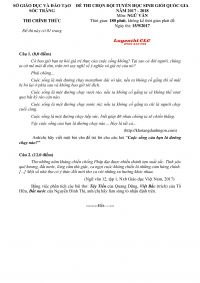 Đề thi chọn đội tuyển HSG Quốc Gia m&ocirc;n Ngữ Văn tỉnh S&oacute;c Trăng năm 2017